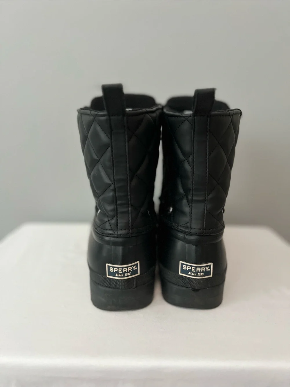 Sperry Black Gosling Quilted Rain Duck Boots Size 10